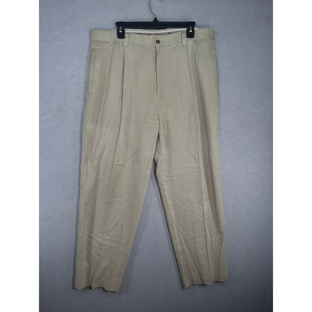 Tommy Bahama Mens 38x30 Pleated Silk Dress Pants Khaki Tan Luxury Trousers